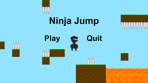 Main Menu of NinjaJump, has a title, play button and quit button.