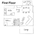 A Sketch showing the Layout of the first Floor of a Video Game House.