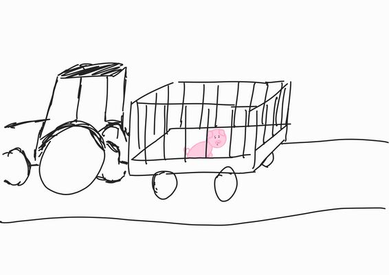 Sketch: Traktor mit Schweinchen